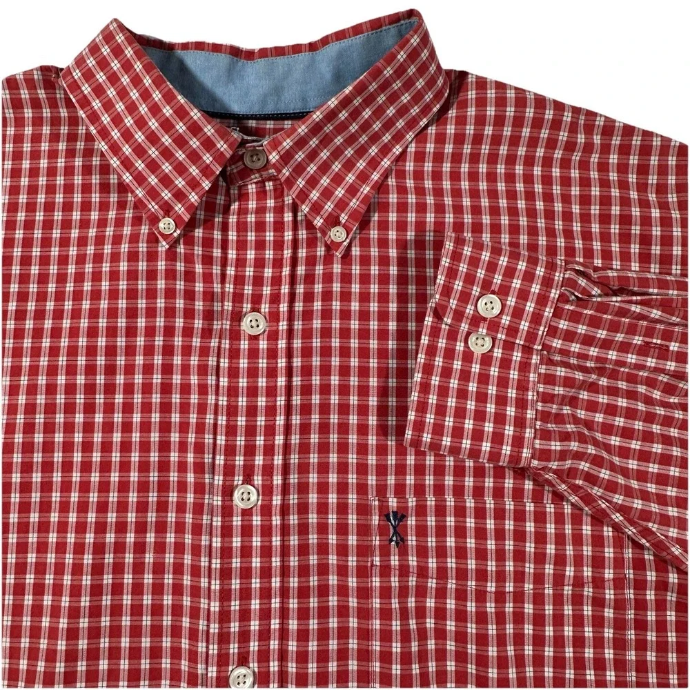 Arrow Button Down Shirt Men's XL Tall Long Sleeves Orange Plaid